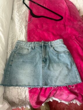 Target Light Blue Denim Mini Skirt with Raw Hem